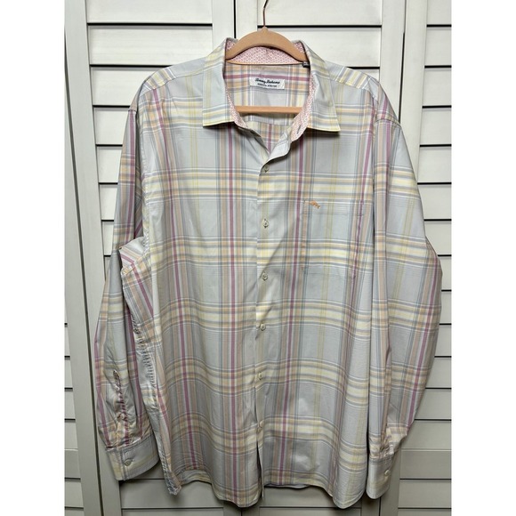 Tommy Bahama Sarasota Stretch Harbor Plaid Long Sleeve Button Down Shirt XXL - Picture 1 of 10